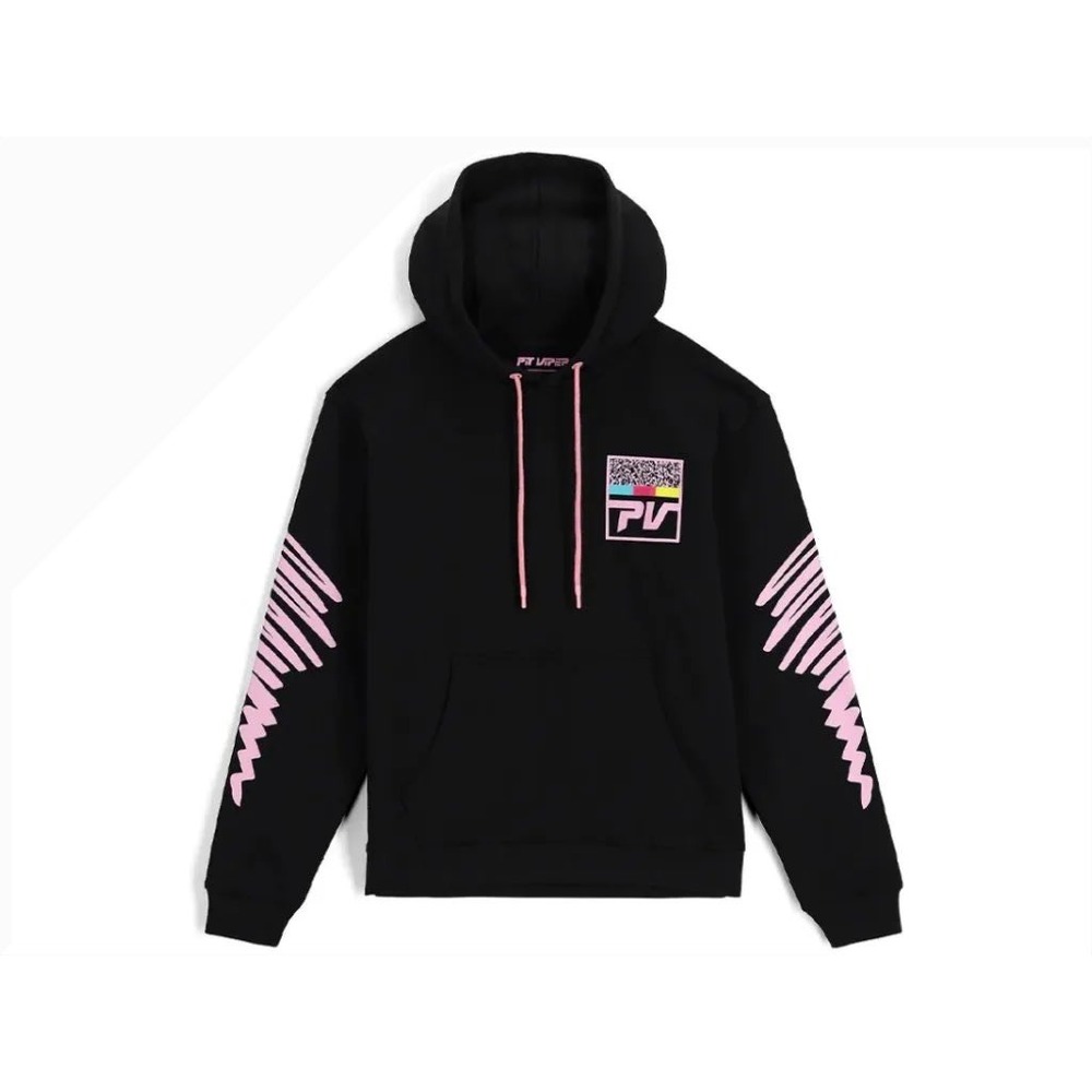 Pit Viper Hoodie Mens XL Black Pink Graphic Glitch Logo Pullover Sweatshirt
